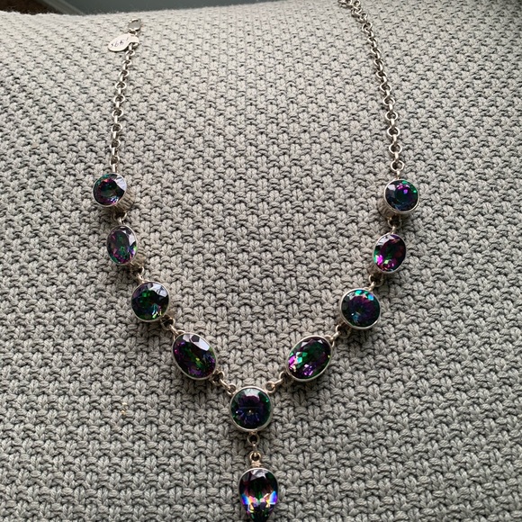mystic topaz necklace plated in silver - Picture 4 of 5